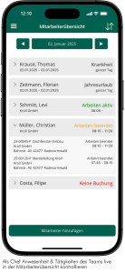 Mitarbeiterübersicht bei Sander und Doll